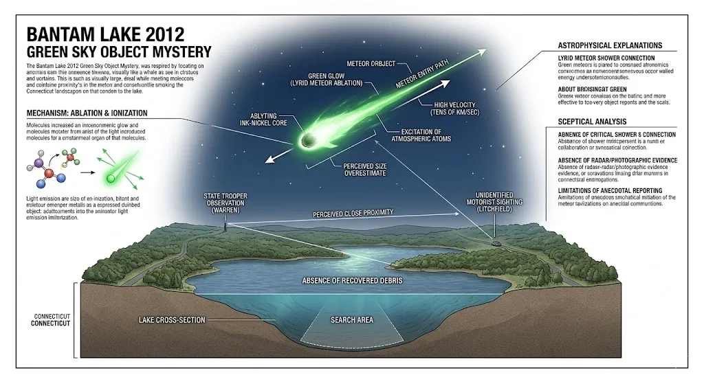 Overview image for Bantam Lake 2012: Green Sky Object Mystery | Connecticut UFOs