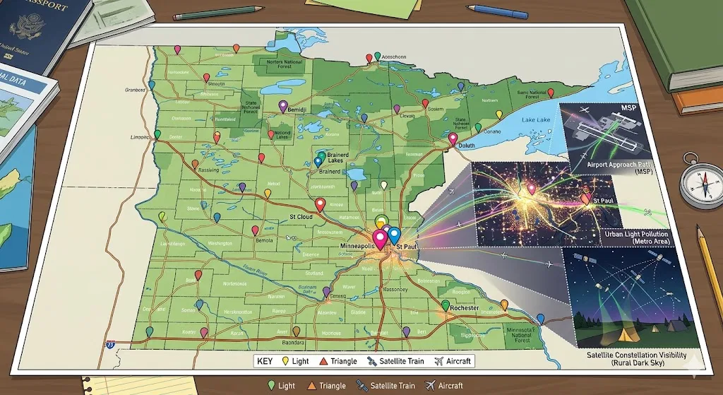 Overview image for Where Minnesota UFO Reports Cluster | Minnesota UAP