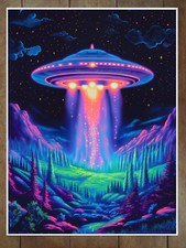 Listing image for UFO Alien Poster Neon Colors 18x24in