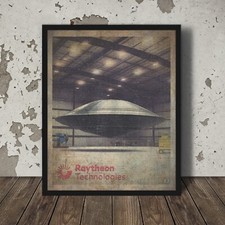 Listing image for Vintage UFO RAYTHEON Wall Art, Aerospace UAP Disclosure Decor, Area 51 Poster