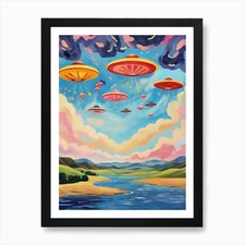 Listing image for Ufos on the sky Art Print Framed Wall Art Poster Canvas Print Picture